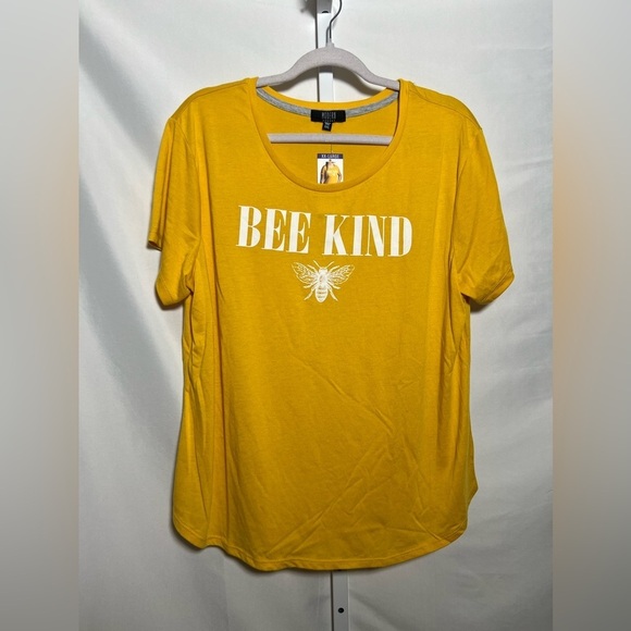 Modern Canvas Bee Kind Honeybee Women’s Yellow Graphic T Shirt - Picture 1 of 5